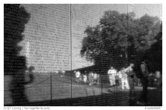 The Wall, Vietnam Veterans Memorial. Washington DC, USA (black and white)