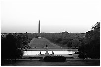 The National Mall and Washington monument seen from the Capitol, sunset. Washington DC, USA (black and white)