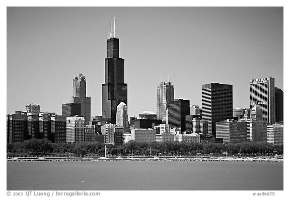 Chicago Skyline, morning. Chicago, Illinois, USA (black and white)