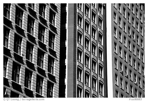 Architectural detail of facades. Chicago, Illinois, USA