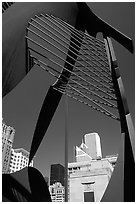 Public sculpture and buildings. Chicago, Illinois, USA (black and white)