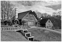 Forge and mill buildings, Saugus Iron Works National Historic Site. Massachussets, USA (black and white)