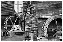 Waterwheels on mill and forge, Saugus Iron Works National Historic Site. Massachussets, USA ( black and white)