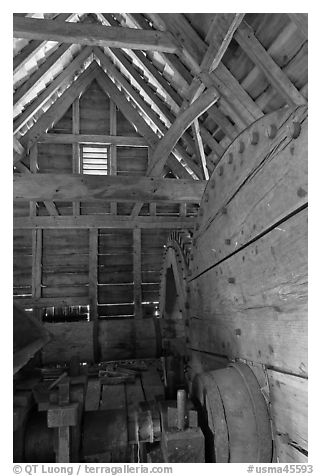 Forge interior, Saugus Iron Works National Historic Site. Massachussets, USA (black and white)