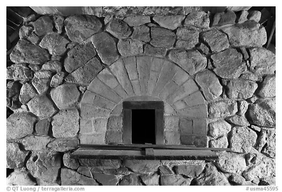 Hearth in forge, Saugus Iron Works National Historic Site. Massachussets, USA (black and white)