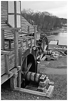 Forge building and river, Saugus Iron Works National Historic Site. Massachussets, USA ( black and white)