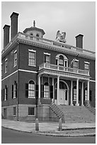 Custom House with eagle representing US government, Salem Maritime National Historic Site. Salem, Massachussets, USA (black and white)