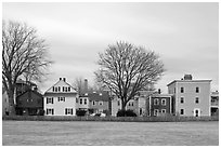 Row of pastel houses. Salem, Massachussets, USA (black and white)