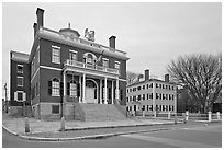 Custom House and Hawkes House, Salem Maritime National Historic Site. Salem, Massachussets, USA (black and white)