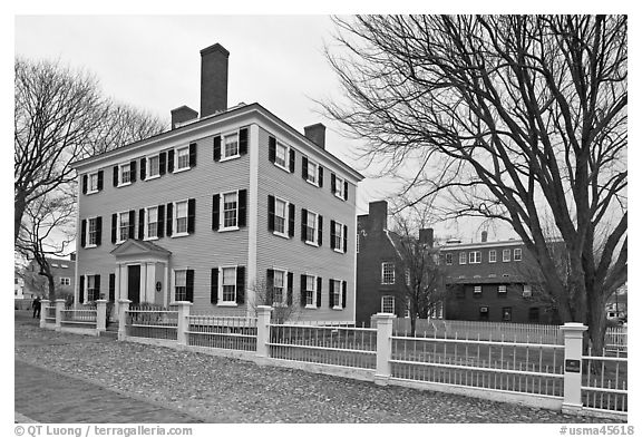 Hawkes House, Salem Maritime National Historic Site. Salem, Massachussets, USA (black and white)