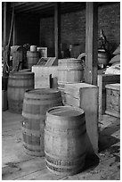 Interior of public stores warehouse, Salem Maritime National Historic Site. Salem, Massachussets, USA (black and white)