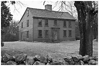 Ebenezer Fiske House in winter, Minute Man National Historical Park. Massachussets, USA (black and white)