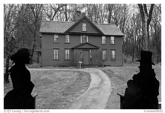 Louisa May Alcott Orchard House, Concord. Massachussets, USA (black and white)