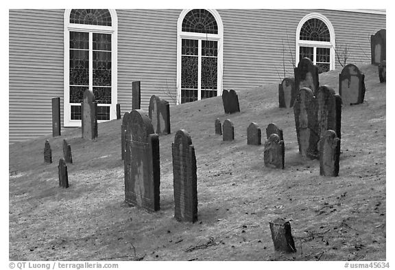 Cemetery and church, Concord. Massachussets, USA