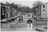 Main street in the rain, Concord. Massachussets, USA (black and white)