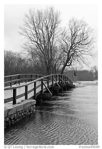 Old North Bridge, Minute Man National Historical Park. Massachussets, USA (black and white)