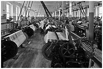 Textile Looms, Boott Cottom Mills Museum, Lowell National Historical Park. Massachussets, USA (black and white)