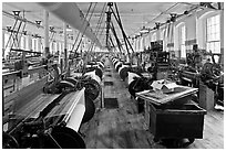 Weave Room, Boott Cottom Mills Museum, Lowell National Historical Park. Massachussets, USA (black and white)