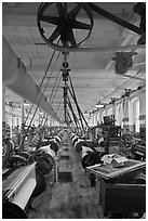 Northrop loom manufactured by Draper Corporation in the textile museum, Lowell National Historical Park. Massachussets, USA ( black and white)