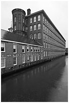 Boott Cottom Mills and canal, Lowell National Historical Park. Massachussets, USA (black and white)