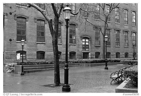 Market Mills buildings, Lowell National Historical Park. Massachussets, USA (black and white)