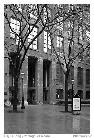 Lowell Mills buildings, Lowell National Historical Park. Massachussets, USA (black and white)