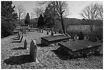 Cemetery and pond, Sandwich. Cape Cod, Massachussets, USA ( black and white)