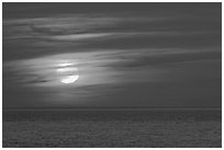 Sunset over Cape Cod Bay, Cape Cod National Seashore. Cape Cod, Massachussets, USA (black and white)