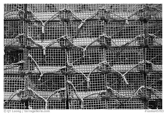 Lobster traps, Truro. Cape Cod, Massachussets, USA (black and white)