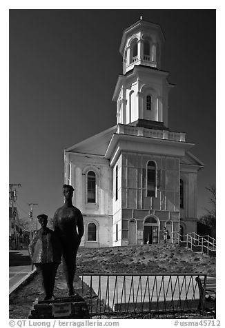 Former church reconverted into libary, Provincetown. Cape Cod, Massachussets, USA (black and white)