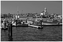 Harbor, beach, and town, Provincetown. Cape Cod, Massachussets, USA ( black and white)