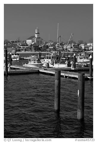 Harbor and church building, Provincetown. Cape Cod, Massachussets, USA