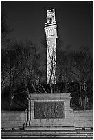 Pilgrim Monument by night, Provincetown. Cape Cod, Massachussets, USA (black and white)