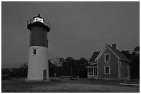 Nauset Light by night, Cape Cod National Seashore. Cape Cod, Massachussets, USA (black and white)