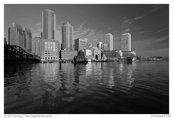 Rowes Wharf Skyline. Boston, Massachussets, USA (black and white)