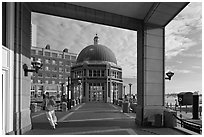 Ferry terminal, Rowes Wharf. Boston, Massachussets, USA (black and white)