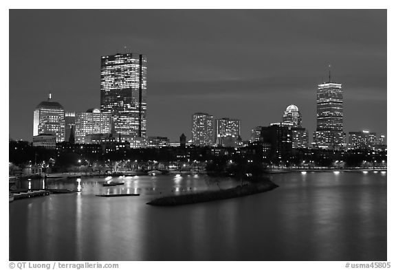 Back Bay skyline at night. Boston, Massachussets, USA