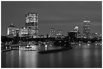 Back Bay skyline at night. Boston, Massachussets, USA (black and white)