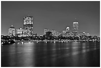 Charles River and Back Bay skyline by night. Boston, Massachussets, USA (black and white)