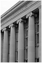 Detail of Harvard Law School building, Cambridge. Boston, Massachussets, USA (black and white)