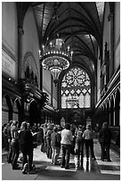 Choir reharsal in Memorial Hall, Harvard University, Cambridge. Boston, Massachussets, USA ( black and white)