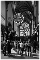 Choir reharsal in Memorial Hall, Harvard University, Cambridge. Boston, Massachussets, USA (black and white)