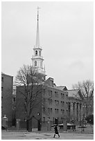 Spire on rainy day, Harvard University Campus, Cambridge. Boston, Massachussets, USA (black and white)