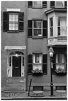 Brick residential houses, Beacon Hill. Boston, Massachussets, USA ( black and white)