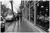 Charles Street on rainy day, Beacon Hill. Boston, Massachussets, USA (black and white)