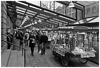 Pushcarts, Faneuil Hall Marketplace. Boston, Massachussets, USA ( black and white)