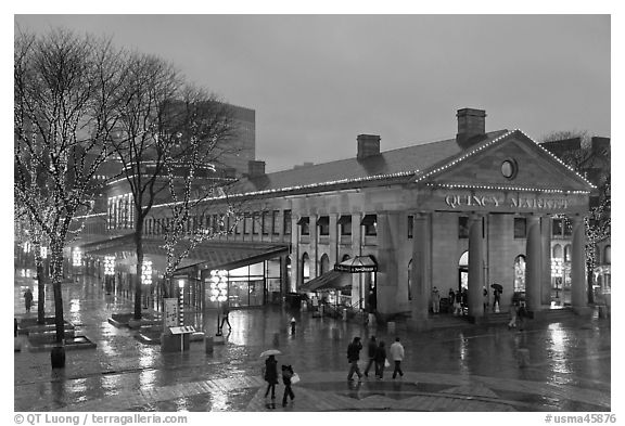 Faneuil Hall Marketplace at dusk. Boston, Massachussets, USA