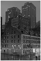 South Market and high rise buildings at dusk. Boston, Massachussets, USA (black and white)