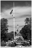 Minuteman Statue on Lexington Common, Lexington. Massachussets, USA ( black and white)