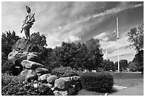 Hayes Memorial Fountain, Battle Green, Lexington. Massachussets, USA (black and white)